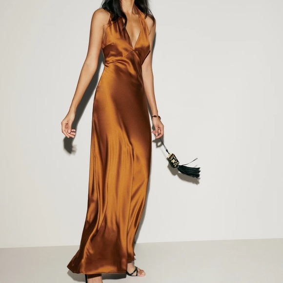 NWT Reformation Daniela Silk Dress size 2 - copper - Picture 4 of 11